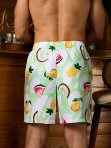 Surfspeed Men's Summer Pineapple Printed Drawstring Waist Beach Shorts - Multicolor - View 2