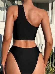 Swim Lushoire Color Block Women's Bikini Top Summer - Black - View 1