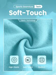 SHEIN Core Rhythm 无缝插肩袖运动套装女士健身套装女士紧身裤套装健身房女士服装 - 綠色 - 查看 4