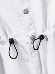 SHEIN Tween Boy Korean Style Casual Cotton Loose Straight Legs Denim Overalls And Jumpsuit, For Spring/Summer Outdoor Look