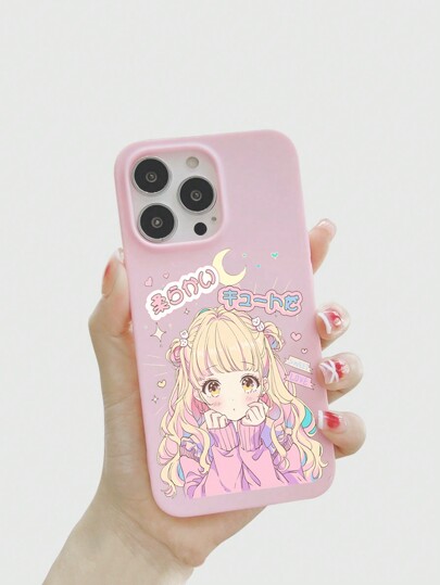 Kawaii Pink Sweet Girl Hand-Painted Pink Phone Case Compatible With IPhone 12, 13, 14 Series And Other Phone Cases