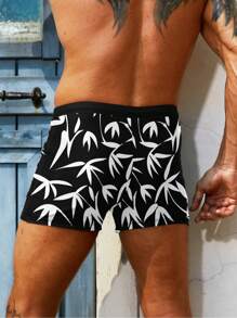 Manfinity Shorts de bain pour hommes avec cordon de serrage et jambes carrées imprimés sur toute la surface pour la plage et l'été