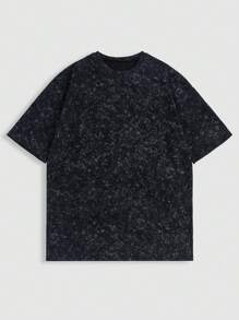 SHEIN EZwear Vintage Palm Tree Print Oversized T-Shirt, Casual Streetwear Vacation Style For Women, Boyfriend Chic - Black - View 11