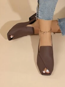 New Summer Fashion Solid Color Casual Elegant Women's Peep Toe High Heel Sandals - Coffee Brown - View 3