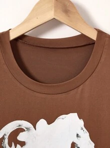 Teen Boys' Round Neck Printed Short Sleeve T-Shirt And Star Printed Pants Summer Outfits, 2pcs/Set