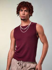 Manfinity Fever City Chaleco de punto para hombre con mangas sin mangas y unicolor, para verano