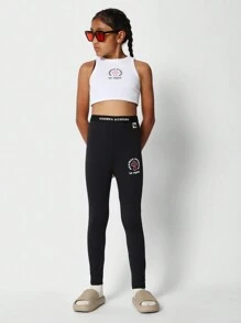 SUMWON Tween Girls Crop Fit Tank Top And Leggings 2 Piece Set - Black and White - View 5