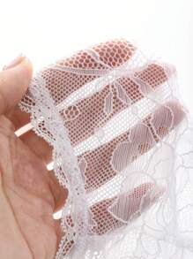 DAZY Sensual camisón transparente de encaje con abertura alta