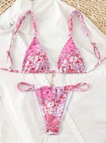 SHEIN Swim Summer Women Ditsy Floral Sexy Bikini Set For Holiday Vacation