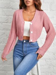 SHEIN PETITE 秋季服飾，粉色袖扣開衫 - 粉色 - 查看 5