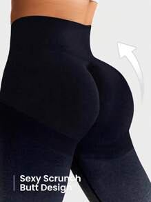Gameset SHEIN Sport Sport Studio 女式高腰无缝修身紧身裤 - 弹性柔软透气四向拉伸紧身裤，适合跑步、骑行、瑜伽、泡菜球运动、休闲 - 彩色 - 查看 4