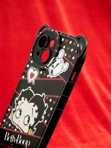 Betty Boop | ROMWE Funda de teléfono y correa de teléfono con linda imagen de chica de caricatura y letras impresas - Multicolor - Ver 4