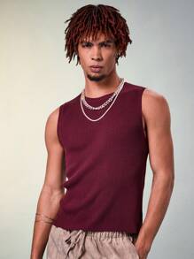 Manfinity Fever City Chaleco de punto para hombre con mangas sin mangas y unicolor, para verano