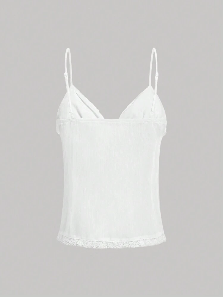 Women's Fashionable Sweet Lace Trimmed Bowknot Tie Strap Camisole Cami Top