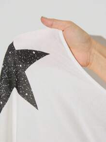 Coolane Women's Loose Fit White Tank Top With Star Pattern And Open Back/Halter Top - White - View 6