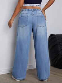 SHEIN ICON Plus Size Casual Denim Jeans, Fashionable & Suitable For Summer - Light Wash - View 3