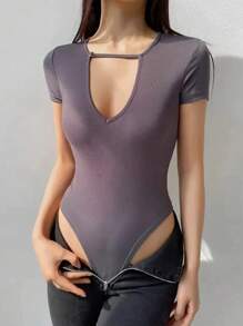 INAWLY Women's Keyhole Neck High Cut Bodysuit