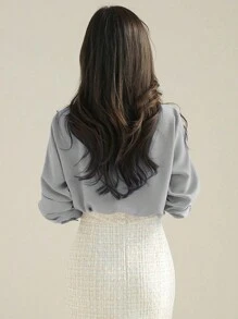 DAZY Ladies' Plain & Simple Daily Long Sleeve Blouse,Back To School Clothes Fall - Grey - View 3