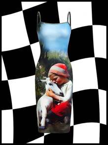 SHEINNeu 女士夏季牧羊人印花背心連衣裙 - 彩色 - 查看 1