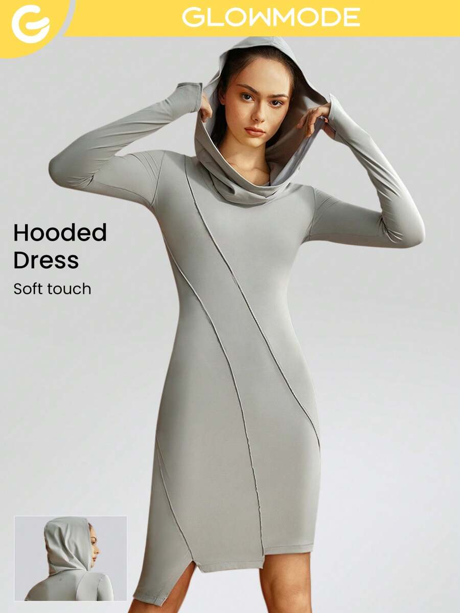 GLOWMODE Softflux運動後不對稱兜帽連衣裙