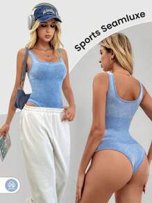 Slayform 女士純色簡約日常運動連身衣