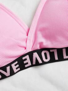 Shein Underwear&Sleepwear Basics Solid Color Bra Set With Alphabet Jacquard Straps (3pcs) Sports