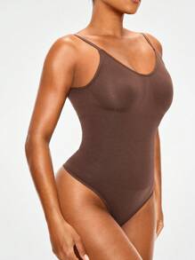 SHAPORA Liền mạch Thắt lưng thấp Thông Body Shaper Áo ngực & Nâng mông-Kiểm soát eo bụng - Cà phê nâu - Xem 10