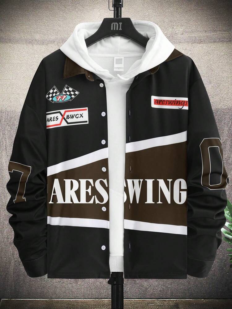 Men's Fashion Printed Casual Long Sleeve Shacket