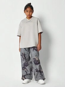 SUMWON T-shirt surdimensionné avec imprimé devant pour filles pré-adolescentes - Kaki - Voir 4