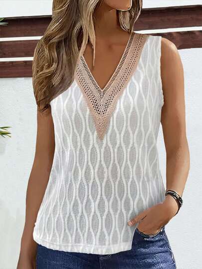 New Summer Fashion V-Neck Spliced Tank Top