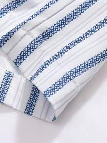 Manfinity Homme Men's Plus Size Striped Casual Short Sleeve Shirt For Summer - Multicolor - View 4