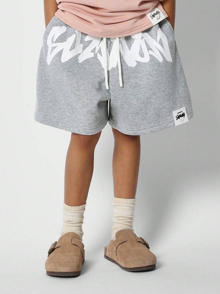 SUMWON 前部图案印花女童低裆短裤 - 淺灰色 - 查看 1