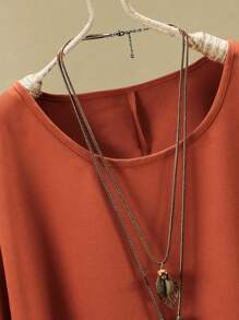 Joress Plus Size Solid Color Round Neck Short Sleeve Top And Long Pants Casual Summer Two Pieces Set