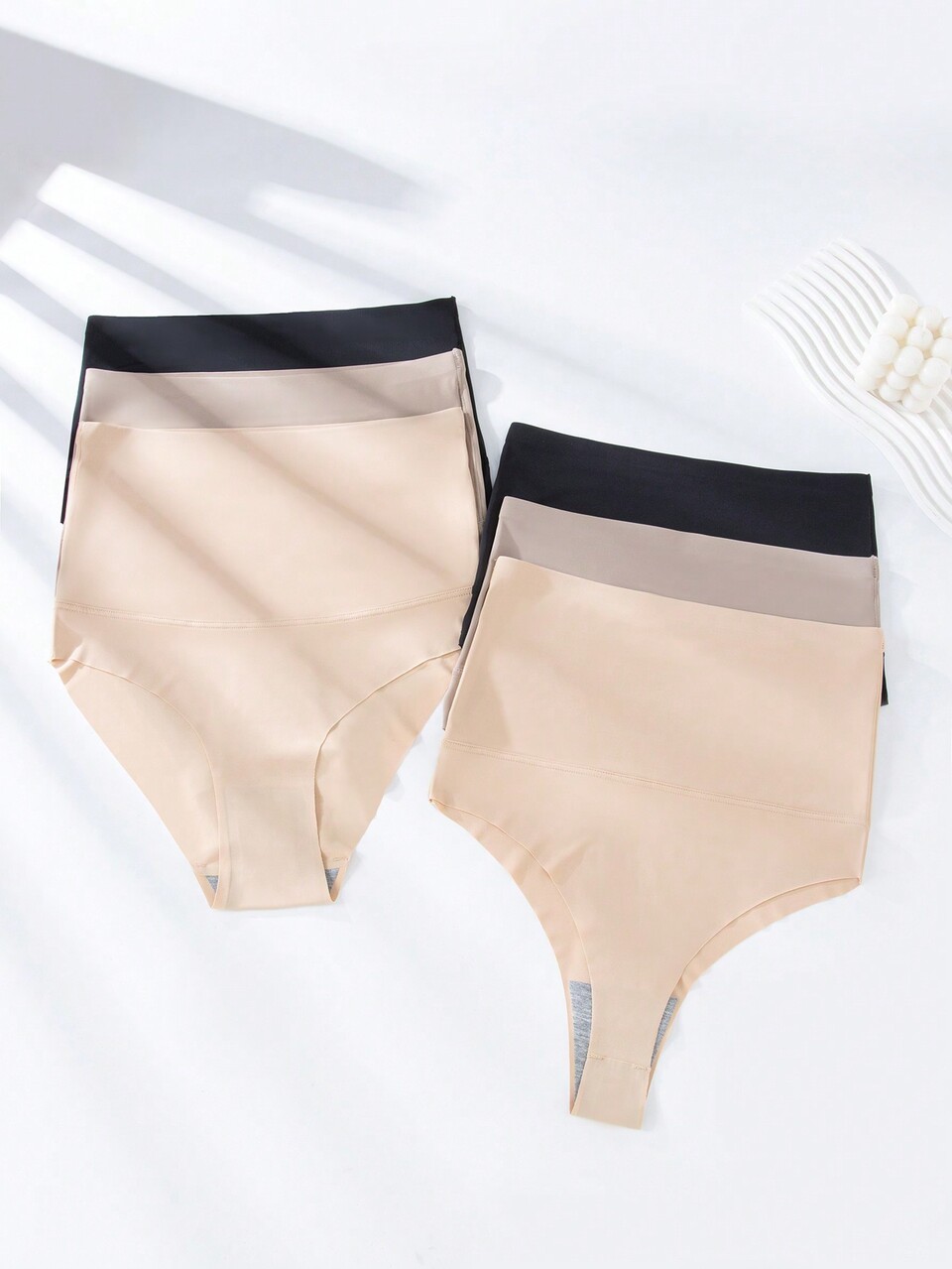 6pcs Women's Seamless Ice Silk High Waist Cooling Shapewear Briefs, Summer