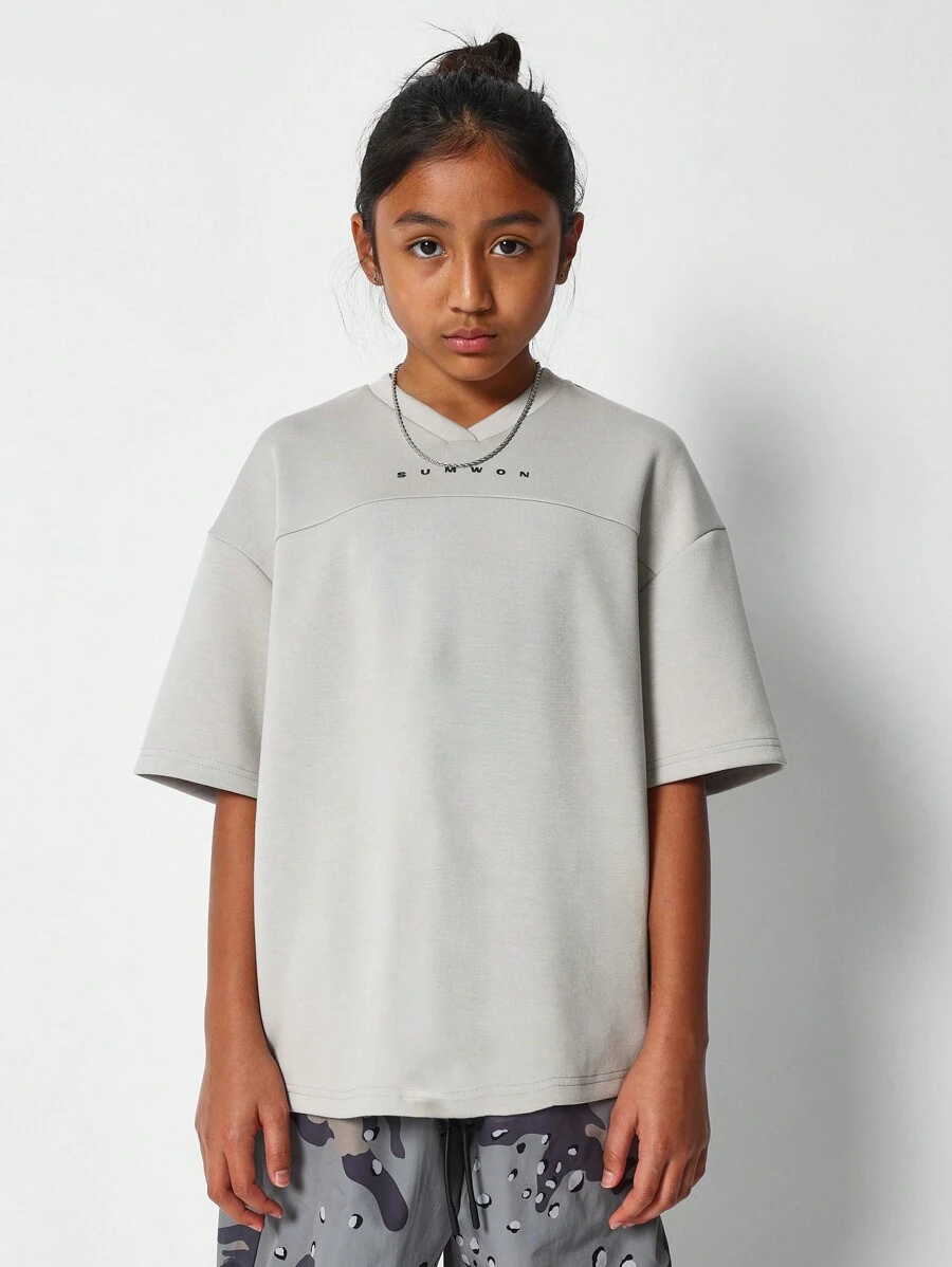 SUMWON T-shirt surdimensionné avec imprimé devant pour filles pré-adolescentes - Kaki - Voir 1