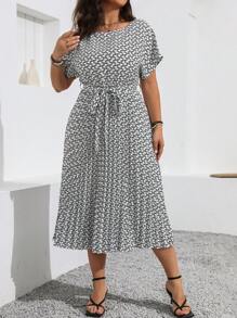 Vionelle Plus Size Women's Printed Simple Daily Summer Boho Dress Women Outfit - Multicolor - View 4
