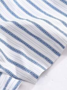 Manfinity Homme Men's Plus Size Striped Casual Short Sleeve Shirt For Summer - Multicolor - View 6