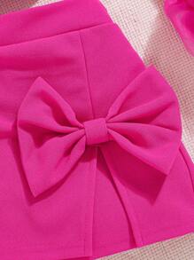 Elladie kids Young Girls' 2pcs Set With 3D Floral And Bow Decorations - Hot Pink - View 8