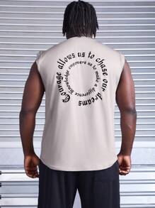 Gym Rark Men's Plus Size Fashionable Loose Printed Casual Sports Top - Light Grey - View 2