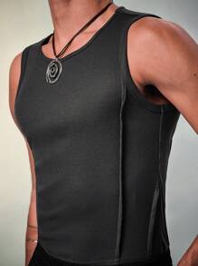 FeverCity Men's Slim Fit Crop Top Tank Top Suitable For Daily Wear In Spring And Summer - Dark Grey - View 2