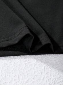 Áo thun cổ tròn in hoa cho cô gái tuổi teen - màu đen - Xem 5