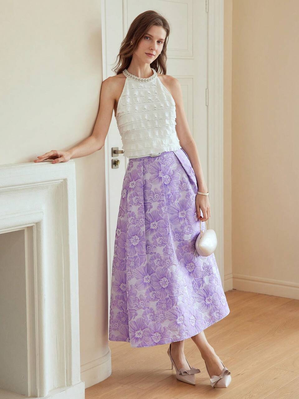 MOTF JACQUARD FOLD PLEATED SKIRT