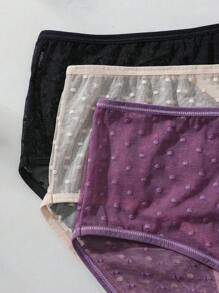 SHEIN Pantis triangulares de malla transparente con lunares sexy para mujer