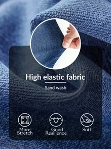 SHEIN EZwear 女式纯色高弹力紧身针织休闲牛仔裤，带口袋