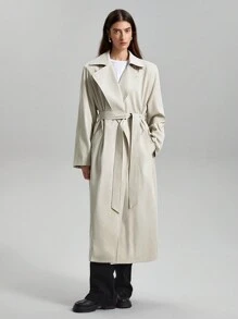 Ontre 女裝腰帶風衣 - 杏色 - 查看 10