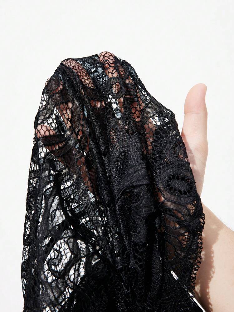 SHEIN Maija Women's Sheer Hollow-Out Sexy Solid Color Pants For Cruise Vacation