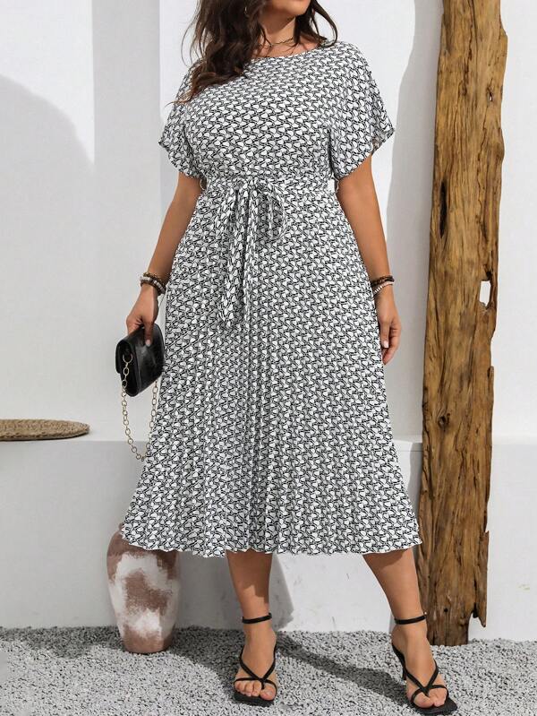 Franclia Plus Size Women's Printed Simple Daily Summer Boho Dress Women Outfit
