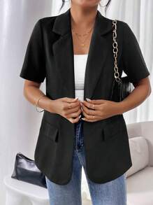 Celure French Style Solid Color Short Sleeve Blazer Graduation,Back To School,Teacher Outfits For Women