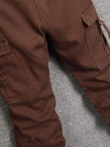 Manfinity Homme 男士加大尺碼純色簡約日常牛仔褲 - 酒紅色 - 查看 4