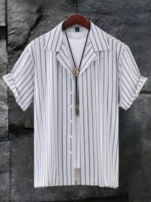 Manfinity Homme Men's Plus Size Striped Casual Short Sleeve Shirt For Summer - Multicolor - View 1